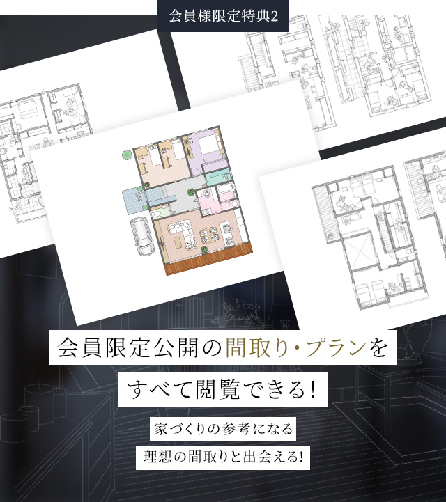会員様限定特典２ 会員限定公開の間取り・プランをすべて閲覧できる！家づくりの参考になる理想の間取りと出会える!